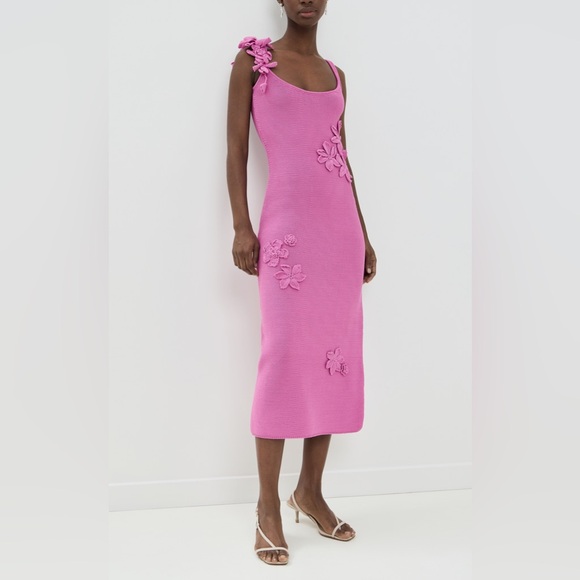 AMUR Allegra Floral Appliqué Knit Midi Dress - Picture 2 of 16